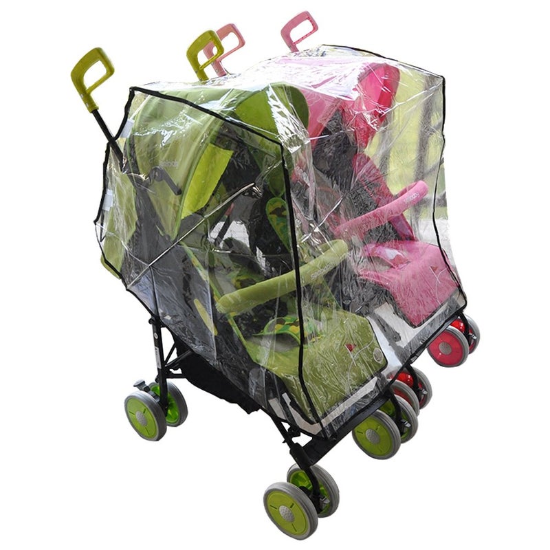 Vafon Aligle Twin Stroller Raincoat Universal Size Side by Side Stroller Weather Shield  Baby Rain Cover/Wind Shield - Image 1